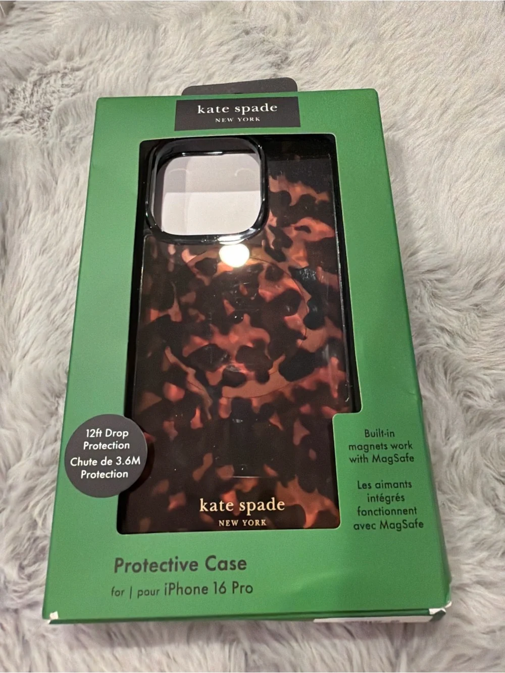iPhone 16 Pro kate spade Tortoiseshell Brown & Black phone Case